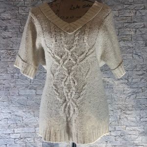 LOFT | Knitted V-Neck Sweater | Cream | Small